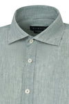 Pure Linen Long Sleeve Shirt - Olive Green