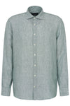 Pure Linen Long Sleeve Shirt - Olive Green