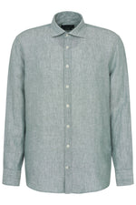 Pure Linen Long Sleeve Shirt - Olive Green