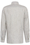 Striped Linen Long Sleeve Shirt - Olive