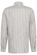 Striped Linen Long Sleeve Shirt - Olive