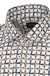 Geometric Print Linen Shirt - Off White