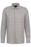 Geometric Print Linen Shirt - Off White