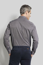 Printed Cotton Twill Long Sleeve Shirt - Navy/Beige