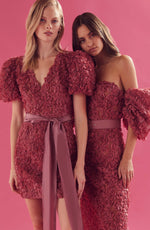 Puff Sleeve Floral Mini Dress - Rouge