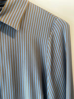 Stripe Printed Stretch Shirt - Light Blue/Tobacco
