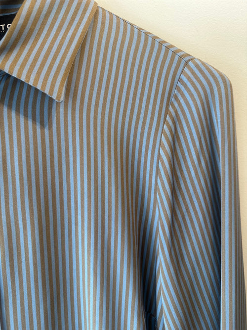 Stripe Printed Stretch Shirt - Light Blue/Tobacco
