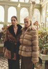 Faux Fur & Leather High Neck Jacket - Taupe