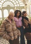 Faux Fur & Leather High Neck Jacket - Taupe