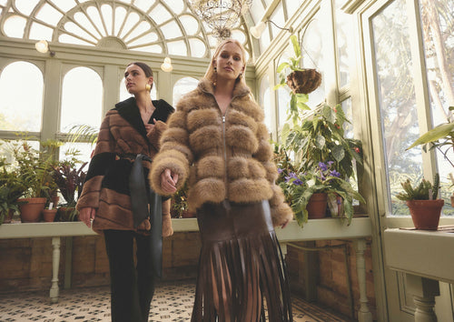 Faux Fur & Leather High Neck Jacket - Taupe