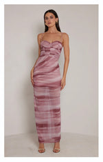 Printed Mesh Dress - Pink