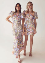 3D Floral Mini Dress - Multicolor