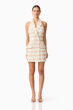 Metallic Tweed Halter Mini - Gold Mix