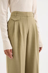 High Rise Tailored Wide Leg Pants - Moss Green