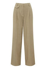 High Rise Tailored Wide Leg Pants - Moss Green