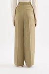 High Rise Tailored Wide Leg Pants - Moss Green
