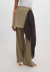 High Rise Tailored Wide Leg Pants - Moss Green