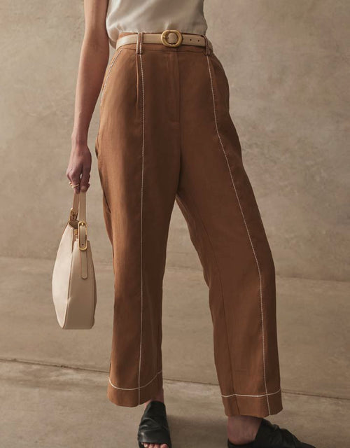 Tailored Linen Stitch Trousers - Honey