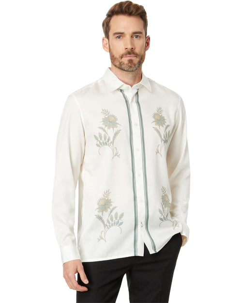 Floral Placement Long Sleeve Shirt - Stone