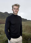 Extrafine Merino Wool Mock Neck Sweater -Black