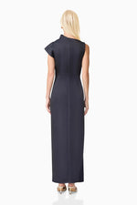 Asymmetrical Floral Gown - Black