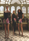 Asymmetrical Floral Gown - Black