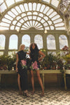 Asymmetrical Floral Gown - Black