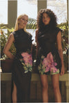 Asymmetrical Floral Gown - Black