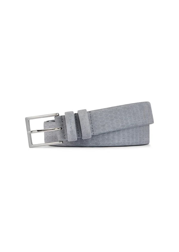 Textured Suede Leather Belt - Grey