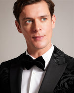 Velvet Jacquard Rose Blazer - Black