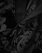 Velvet Jacquard Rose Blazer - Black