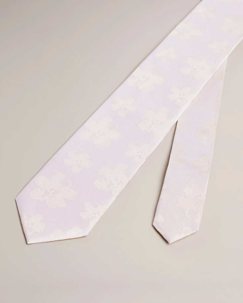 Tonal Magnolia Silk Tie - Cream