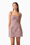 Embellished Tweed Square Neck Mini - Berry Mix