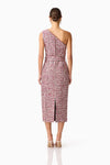 Embellished Tweed Single Shoulder Midi - Berry Mix