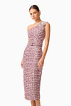 Embellished Tweed Single Shoulder Midi - Berry Mix