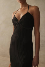 Halter Knit Maxi Dress - Black