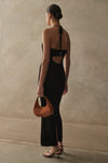 Halter Knit Maxi Dress - Black