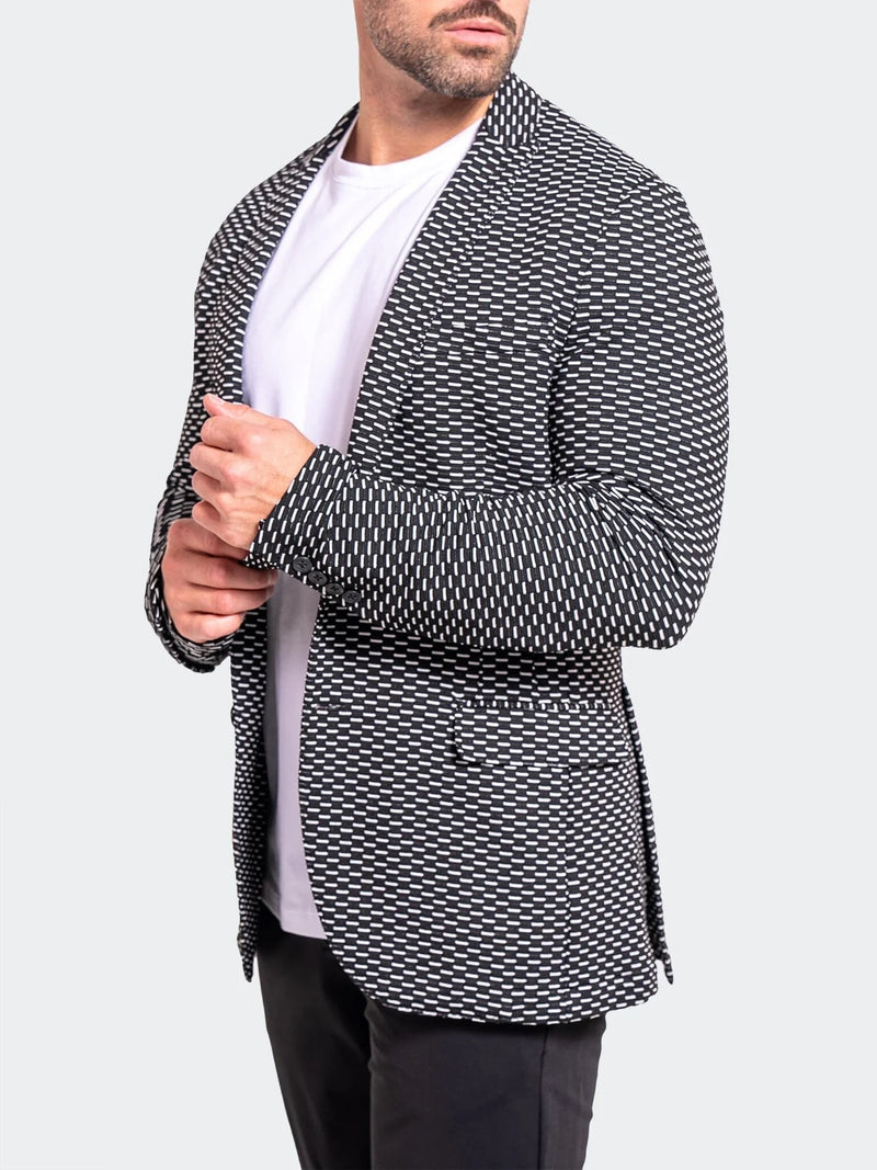 Textured Stretch Performance Blazer - Black/White