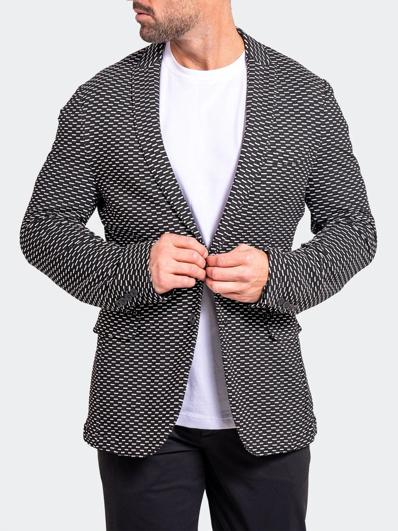 Textured Stretch Performance Blazer - Black/White
