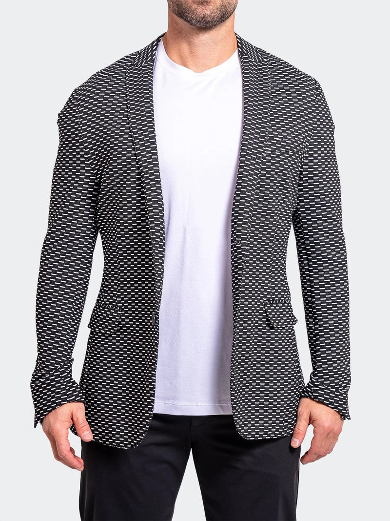 Textured Stretch Performance Blazer - Black/White
