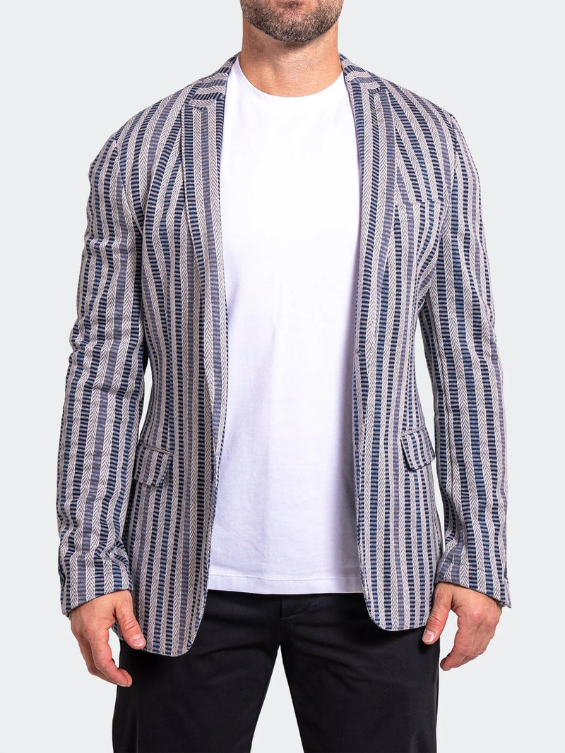 Striped Stretch Performance Blazer - Grey
