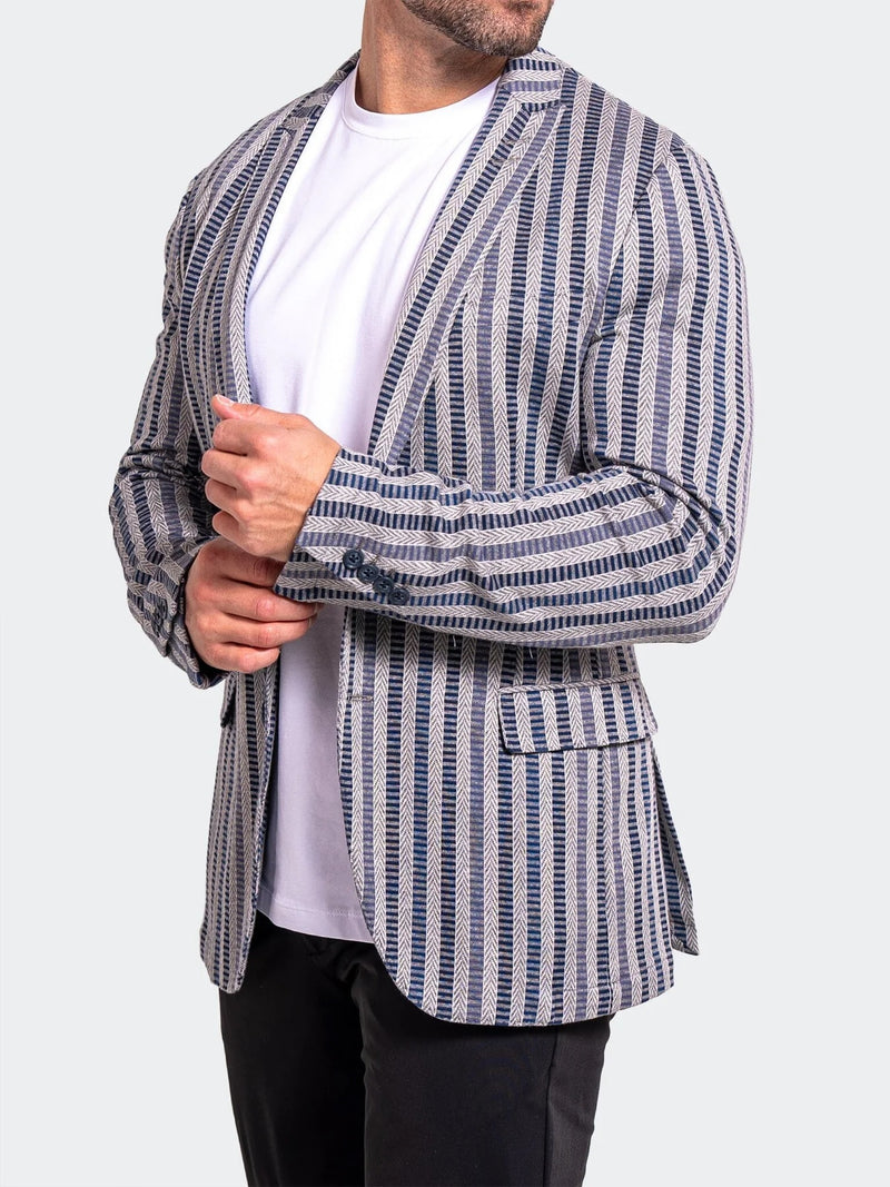 Striped Stretch Performance Blazer - Grey