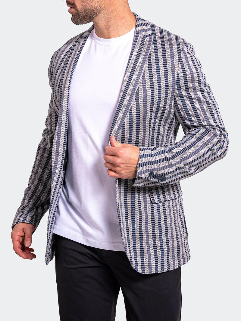 Striped Stretch Performance Blazer - Grey