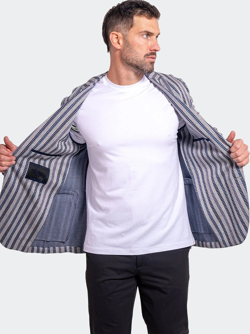 Striped Stretch Performance Blazer - Grey