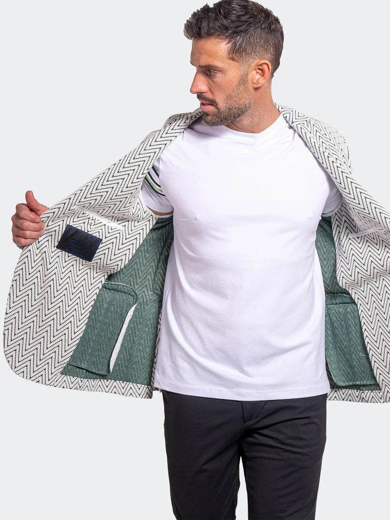 Chevron Stretch Performance Blazer - White/Green