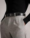 Stitch Detail Leather Belt - Black