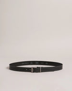 Stitch Detail Leather Belt - Black