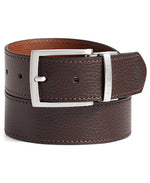 Reversible Pebbled Leather Belt - Chocolate Brown/Tan
