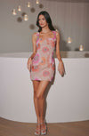 Beaded Floral Mini Dress - Multi