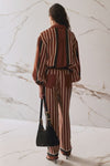 Striped Viscose Trousers - Rust